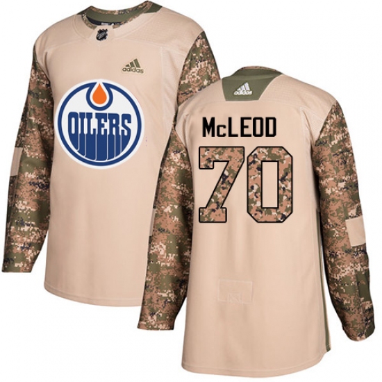 Youth Adidas Edmonton Oilers #70 Ryan McLeod Authentic Camo Veterans Day Practice NHL Jersey - Ujersey