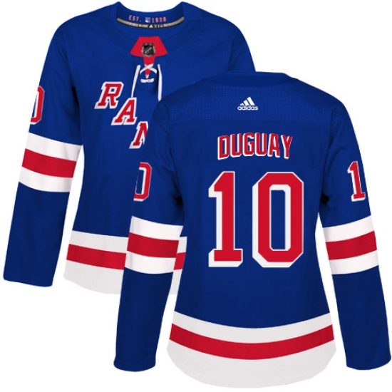 Women's Adidas New York Rangers #10 Ron Duguay Premier Royal Blue Home NHL Jersey - Ujersey