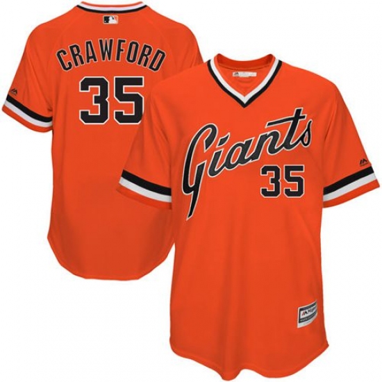 Men's Majestic San Francisco Giants #35 Brandon Crawford Authentic Orange 1978 Turn Back The Clock MLB Jersey - Ujersey
