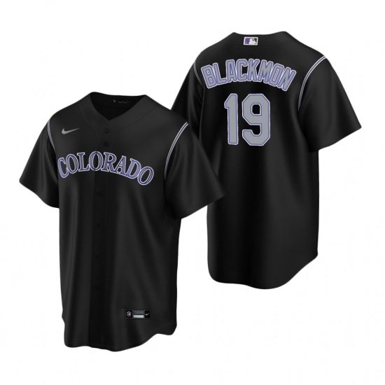 Men's Nike Colorado Rockies #19 Charlie Blackmon Black Alternate Stitched Baseball Jersey - Ujersey