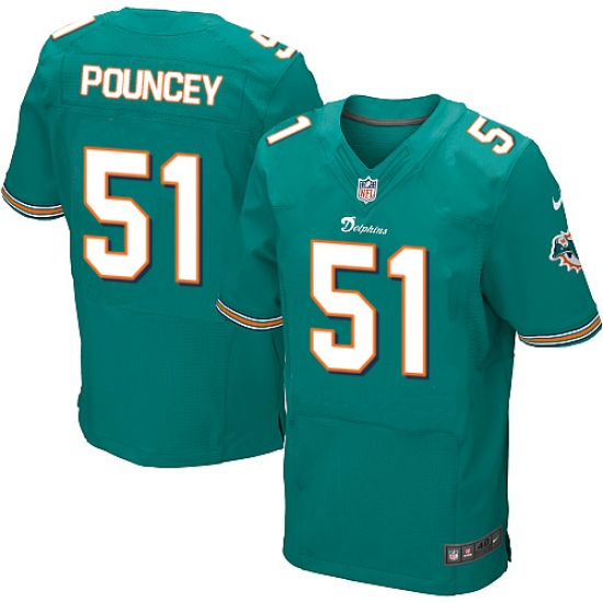 Men's Nike Miami Dolphins #51 Mike Pouncey Elite Aqua Green Team Color NFL Jersey - Ujersey