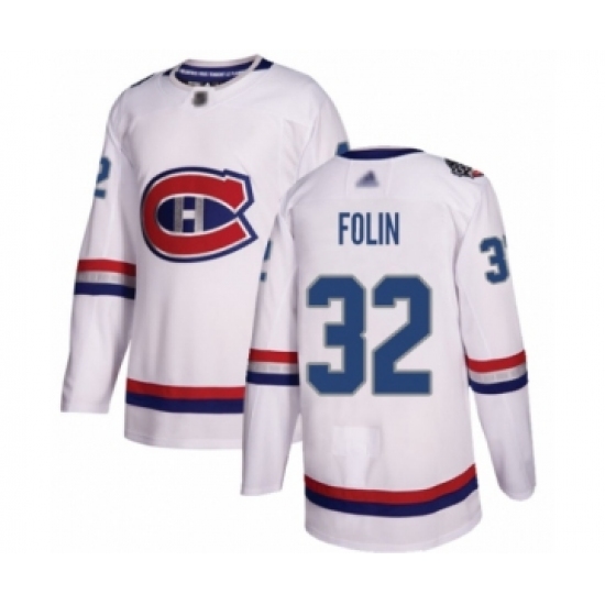 Youth Montreal Canadiens #32 Christian Folin Authentic White 2017 100 Classic Hockey Jersey - Ujersey