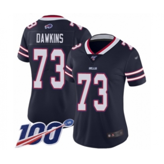 Women's Buffalo Bills #73 Dion Dawkins Limited Navy Blue Inverted Legend 100th Season Football Jersey - Ujersey