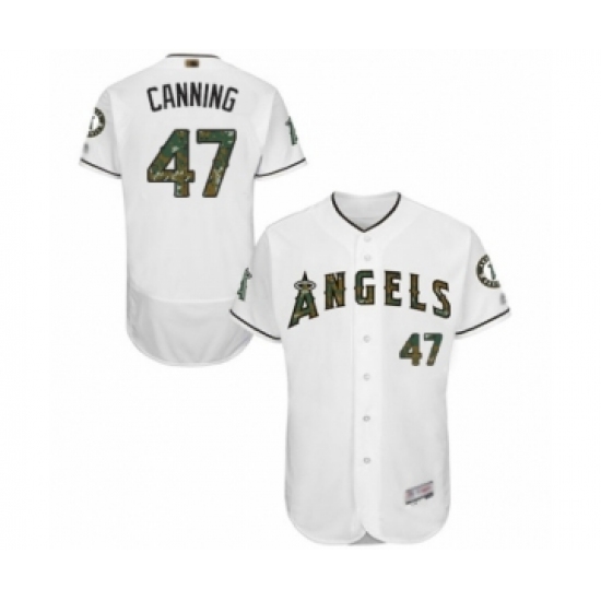 Men's Los Angeles Angels of Anaheim #47 Griffin Canning Authentic White 2016 Memorial Day Fashion Flex Base Baseball Player Jersey - Ujersey