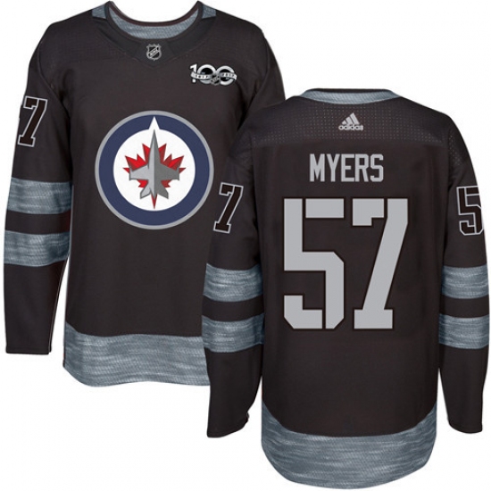 Men's Adidas Winnipeg Jets #57 Tyler Myers Authentic Black 1917-2017 100th Anniversary NHL Jersey - Ujersey