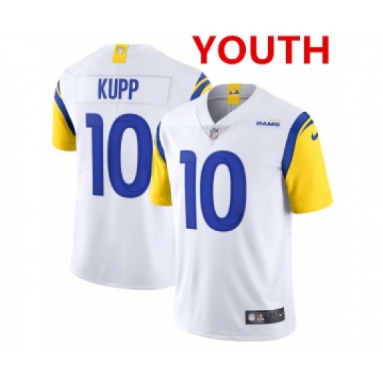 Youth Los Angeles Rams #10 Cooper Kupp 2021 White Vapor Untouchable Limited Alternate Stitched NFL Jersey - Ujersey