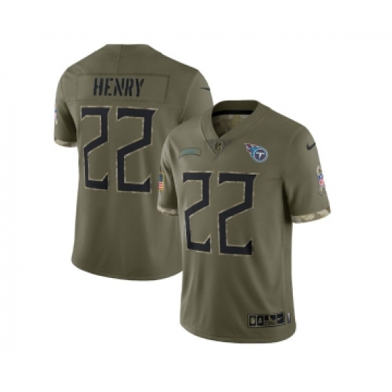 Men's Tennessee Titans #22 Derrick Henry 2022 Olive Salute To Service Limited Stitched Jersey - Ujersey