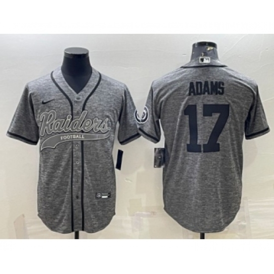 Men's Las Vegas Raiders #17 Davante Adams Gray With Patch Cool Base Stitched Baseball Jersey - Ujersey