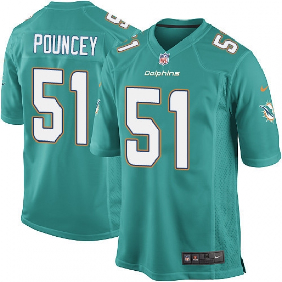 Men's Nike Miami Dolphins #51 Mike Pouncey Game Aqua Green Team Color NFL Jersey - Ujersey