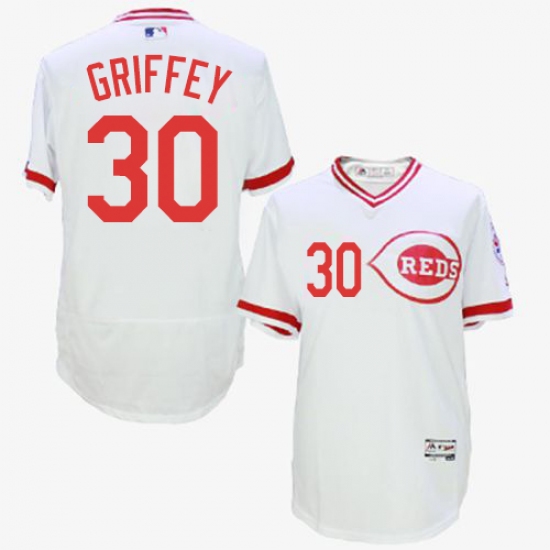Men's Majestic Cincinnati Reds #30 Ken Griffey White Flexbase Authentic Collection Cooperstown MLB Jersey - Ujersey