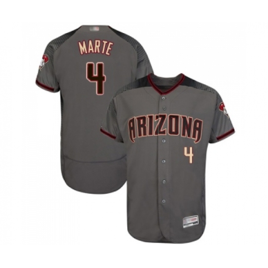 Men's Arizona Diamondbacks #4 Ketel Marte Grey Road Authentic Collection Flex Base Baseball Jersey - Ujersey