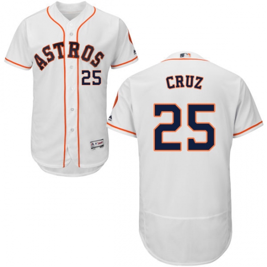 Men's Majestic Houston Astros #25 Jose Cruz Jr. White Home Flex Base Authentic Collection MLB Jersey - Ujersey