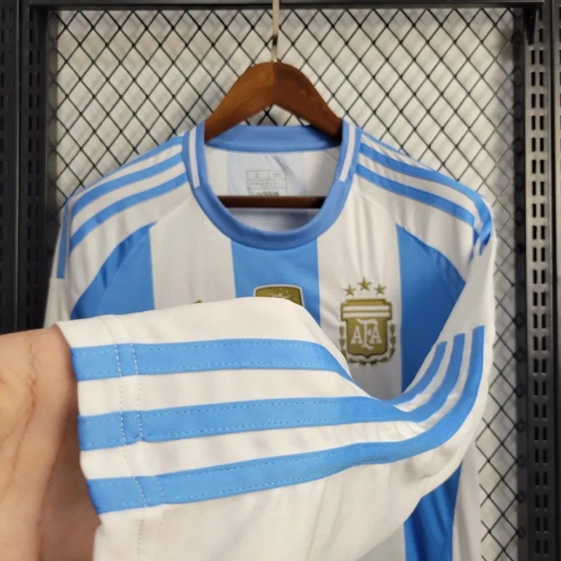 Argentina Soccer Jersey Home Custom Long Sleeve Shirt 2024 - Ujersey