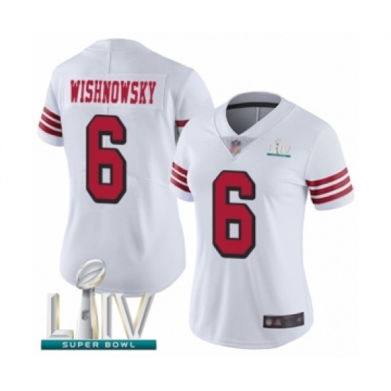 Women's San Francisco 49ers #6 Mitch Wishnowsky Limited White Rush Vapor Untouchable Super Bowl LIV Bound Football Jersey - Ujersey