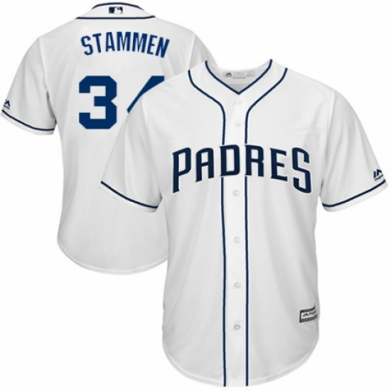 Youth Majestic San Diego Padres #34 Craig Stammen Authentic White Home Cool Base MLB Jersey - Ujersey