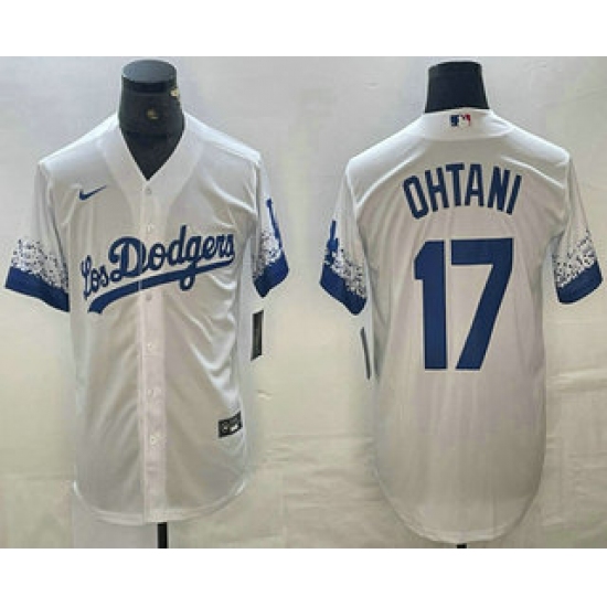 Men's Los Angeles Dodgers #17 Shohei Ohtani White 2021 City Connect Cool Base Stitched Jersey - Ujersey