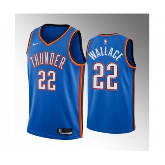 Men's Oklahoma City Thunder #22 Cason Wallace Blue 2023 Draft Icon Edition Stitched Basketball Jersey - Ujersey