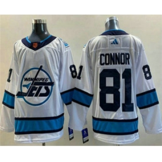 Men's Winnipeg Jets #81 Kyle Connor White 2022 Reverse Retro Stitched Jersey - Ujersey