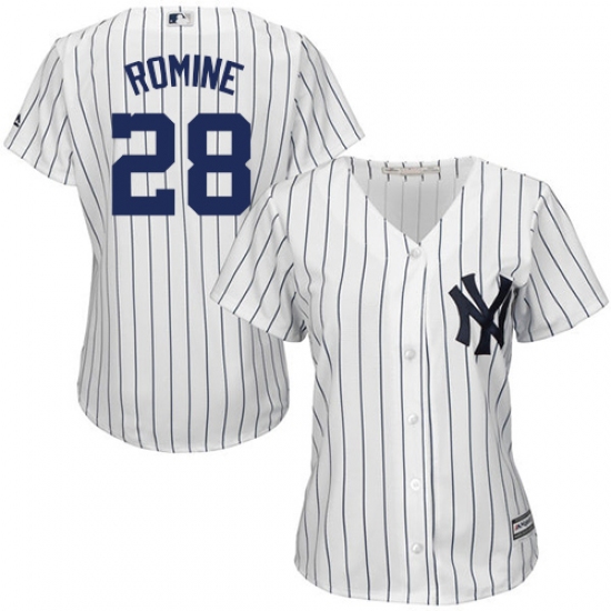 Women's Majestic New York Yankees #28 Austin Romine Replica White Home MLB Jersey - Ujersey