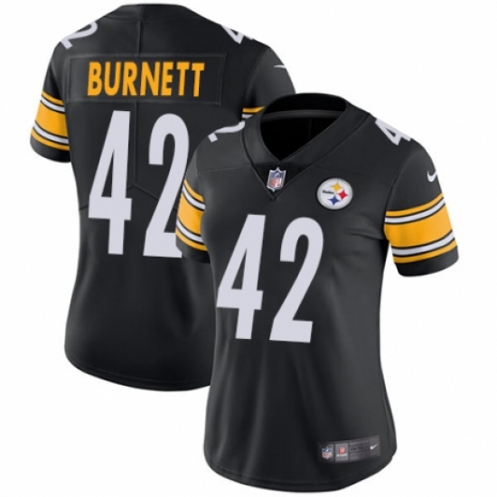 Women's Nike Pittsburgh Steelers #42 Morgan Burnett Black Team Color Vapor Untouchable Limited Player NFL Jersey - Ujersey