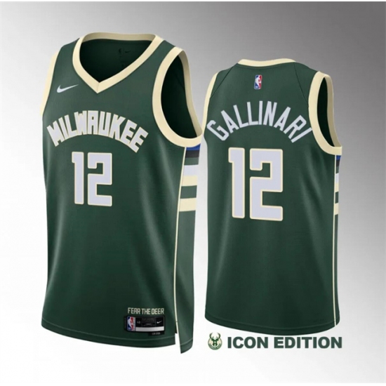 Men's Milwaukee Bucks #12 Danilo Gallinari Green Icon Edition Stitched Basketball Jersey - Ujersey