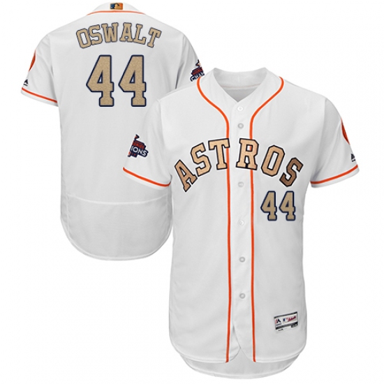 Men's Majestic Houston Astros #44 Roy Oswalt White 2018 Gold Program Flex Base Authentic Collection MLB Jersey - Ujersey