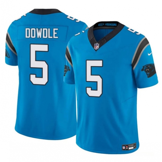 Men's Carolina Panthers #5 Rico Dowdle Blue 2025 F.U.S.E. Vapor Limited Football Stitched Jersey - Ujersey