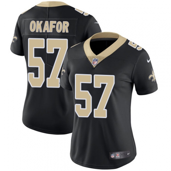 Women's Nike New Orleans Saints #91 Alex Okafor Black Team Color Vapor Untouchable Limited Player NFL Jersey - Ujersey