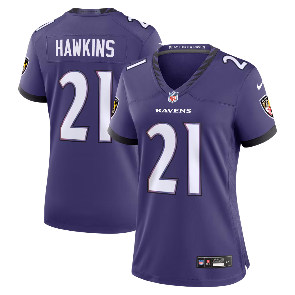 Women's Baltimore Ravens Jaylinn Hawkins Nike Purple Team Game Jersey - Ujersey