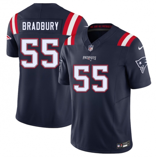 Men's New England Patriots #55 Garrett Bradbury Navy 2025 F.U.S.E. Vapor Limited Football Stitched Jersey - Ujersey