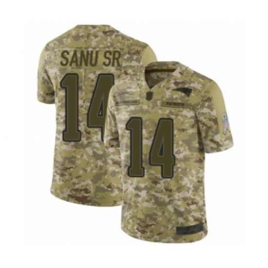 Youth New England Patriots #14 Mohamed Sanu Sr Limited Camo 2018 Salute to Service Football Jersey - Ujersey