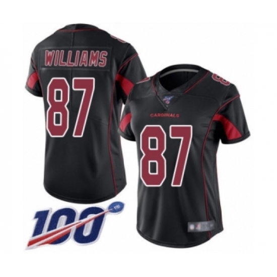 Women's Arizona Cardinals #87 Maxx Williams Limited Black Rush Vapor Untouchable 100th Season Football Jersey - Ujersey