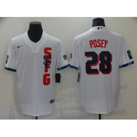 Men's San Francisco Giants #28 Buster Posey Nike White 2021 All-Star Game Replica Jersey - Ujersey