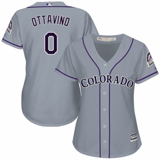 Women's Majestic Colorado Rockies #0 Adam Ottavino Authentic Grey Road Cool Base MLB Jersey - Ujersey