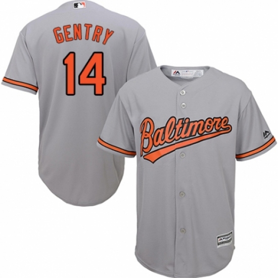 Men's Majestic Baltimore Orioles #14 Craig Gentry Replica Grey Road Cool Base MLB Jersey - Ujersey