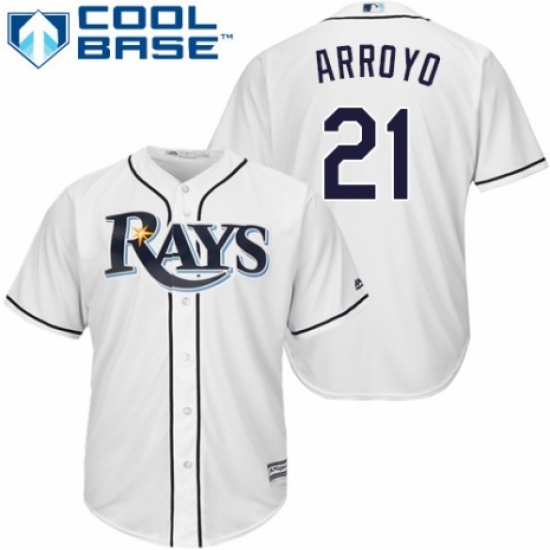 Youth Majestic Tampa Bay Rays #21 Christian Arroyo Authentic White Home Cool Base MLB Jersey - Ujersey