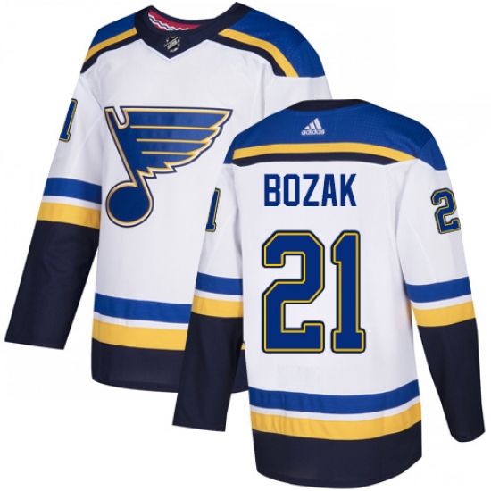 Men's Adidas St. Louis Blues #21 Tyler Bozak Authentic White Away NHL Jersey - Ujersey