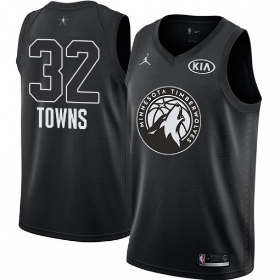 Men's Nike Jordan Minnesota Timberwolves #32 Karl-Anthony Towns Swingman Black 2018 All-Star Game NBA Jersey - Ujersey