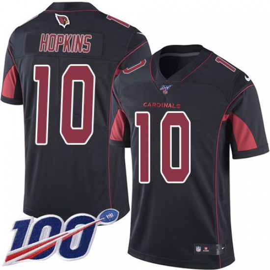 Men's Nike Arizona Cardinals #10 DeAndre Hopkins Black Stitched NFL Limited Rush 100th Season Jersey - Ujersey