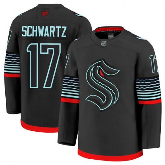 Men's Seattle Kraken #17 Jaden Schwartz Black Alternate Stitched Hockey Jersey - Ujersey