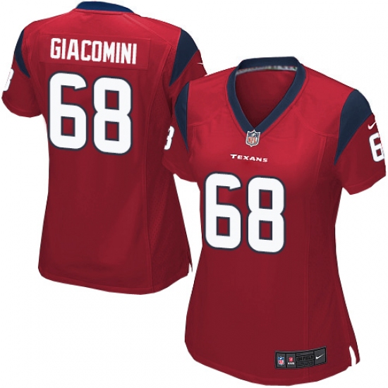 Women's Nike Houston Texans #68 Breno Giacomini Game Red Alternate NFL Jersey - Ujersey