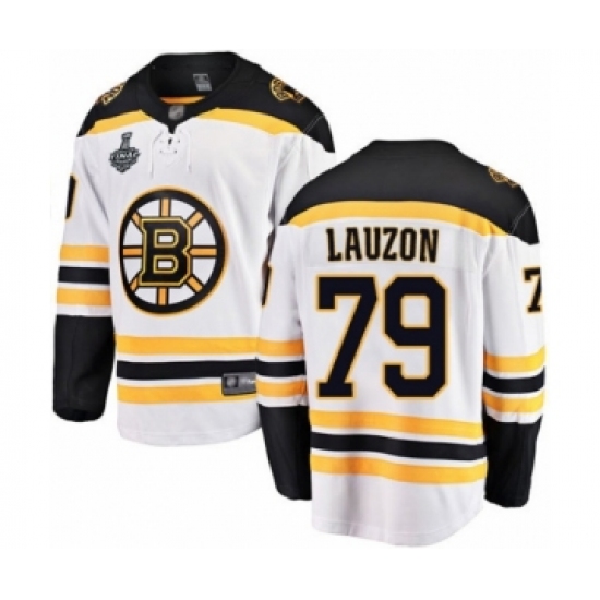 Youth Boston Bruins #79 Jeremy Lauzon Authentic White Away Fanatics Branded Breakaway 2019 Stanley Cup Final Bound Hockey Jersey - Ujersey