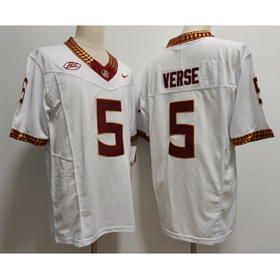 Men's Florida State Seminoles #5 Jared Verse White 2023 F U S E Stitched Limited NCAA Jersey