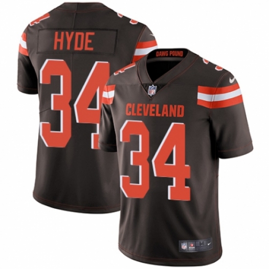 Youth Nike Cleveland Browns #34 Carlos Hyde Brown Team Color Vapor Untouchable Limited Player NFL Jersey - Ujersey