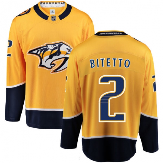 Youth Nashville Predators #2 Anthony Bitetto Fanatics Branded Gold Home Breakaway NHL Jersey