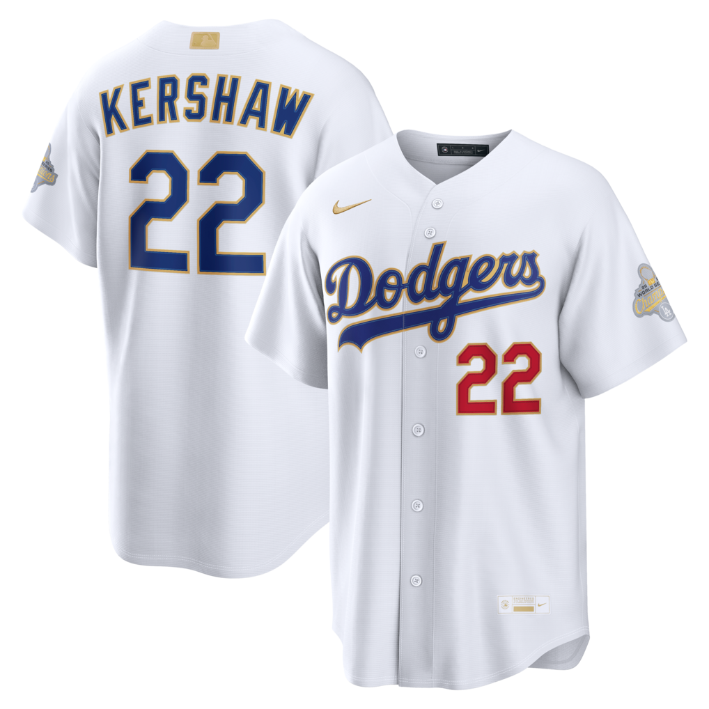 Men's Los Angeles Dodgers Clayton Kershaw Nike White 2026 Gold Collection Stadium Jersey - ujerseystore