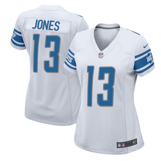 Women's Nike Detroit Lions #13 T.J. Jones Game White NFL Jersey - Ujersey