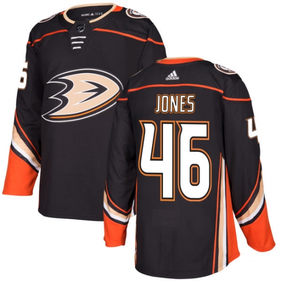 Men's Adidas Anaheim Ducks #46 Max Jones Authentic Black Home NHL Jersey - Ujersey