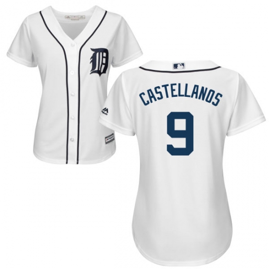Women's Majestic Detroit Tigers #9 Nick Castellanos Authentic White Home Cool Base MLB Jersey - Ujersey