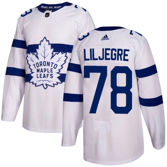 Youth Adidas Toronto Maple Leafs #78 Timothy Liljegren Authentic White 2018 Stadium Series NHL Jersey - Ujersey